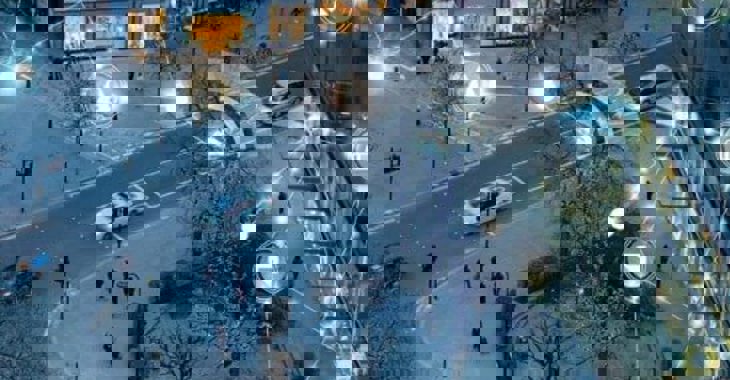 abstract overlay over city street - connected infrastructure
