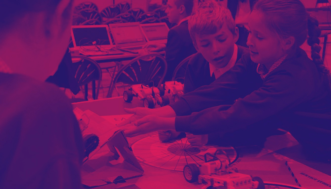 School children working on a project.