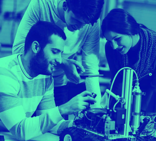 Engineers Collaborating Blue Duotone