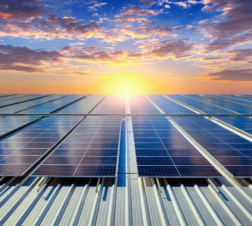 Solar panels on the roof