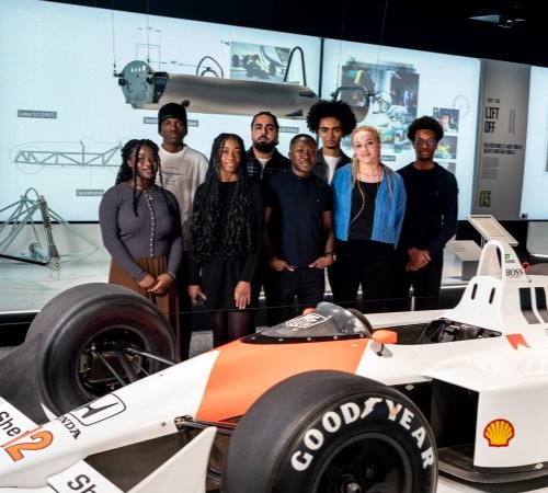 Our second cohort of MSc Motorsport Scholars at the Formula 1® Exhibition at Excel London in November.