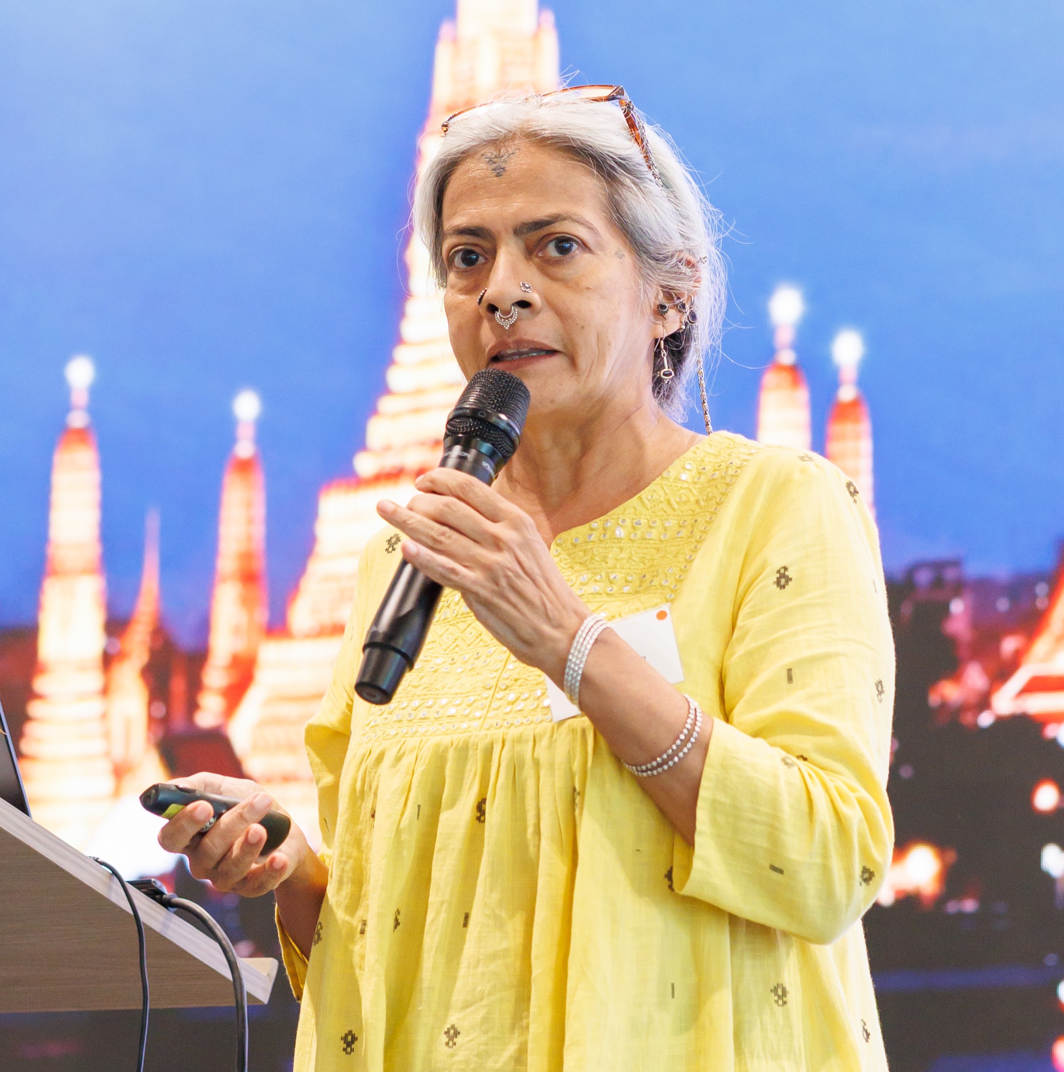 Lakshmi presenting during the session