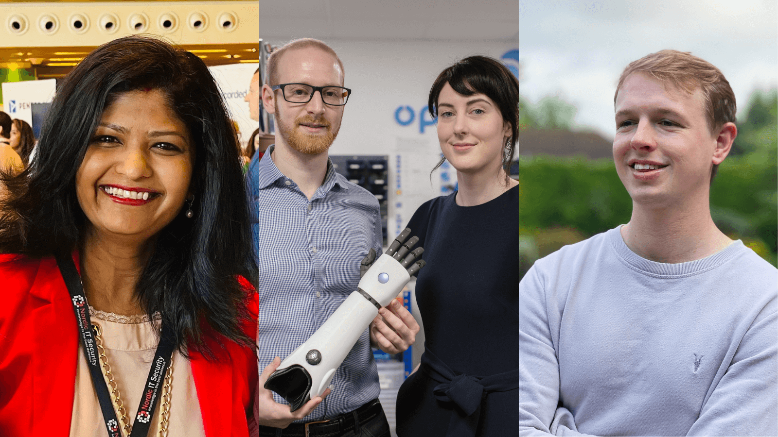 L-R: Dr Saritha Arunkumar, Joel Gibbard MBE, Samantha Payne MBE, James Roberts